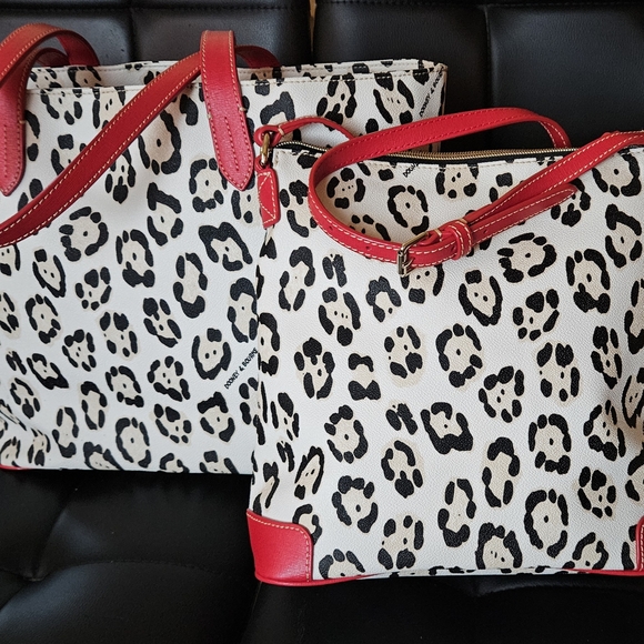 Selling as SET! Matching Dooney & Bourke animal print tote & crossbody red trim! - Picture 4 of 16